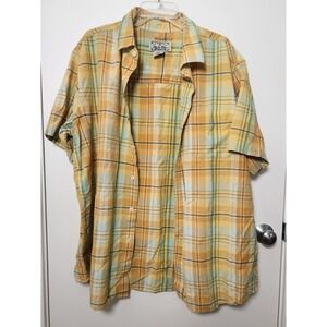 Liberty Blues Short Sleeve Yellow Plaid Button‎ Down 2XL Grunge Thrashed